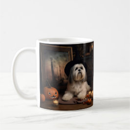 Lhasa Apso Pumpkins Halloween Scary Kaffemugg