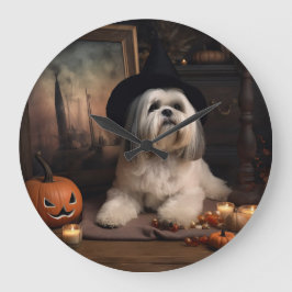 Lhasa Apso Pumpkins Halloween Scary Stor Klocka