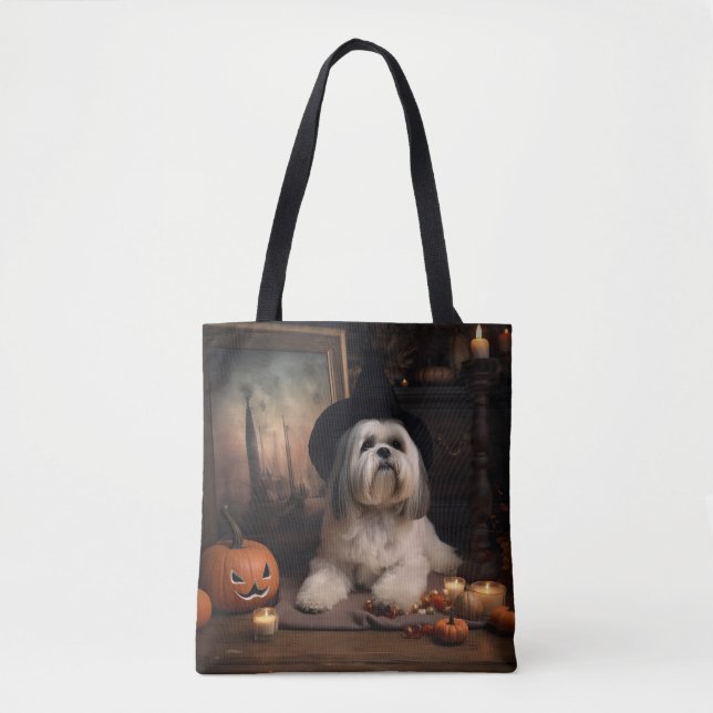 Lhasa Apso Pumpkins Halloween Scary Tygkasse (Framsida)