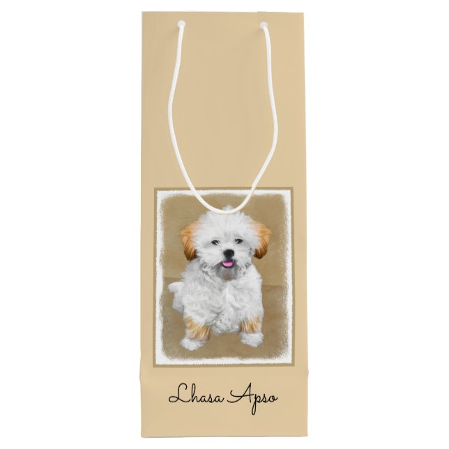 Lhasa Apso Puppy Painting - Cute Original Hund Art (Baksidan)