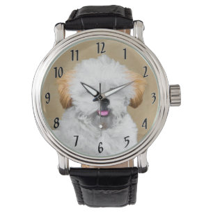 Lhasa Apso Puppy Painting - Cute Original Hund Art Armbandsur