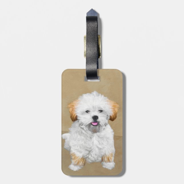 Lhasa Apso Puppy Painting - Cute Original Hund Art Bagagebricka (Baksidan Lodrät)