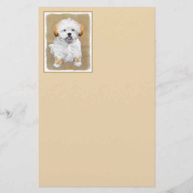 Lhasa Apso Puppy Painting - Cute Original Hund Art Brevpapper (Framsida)