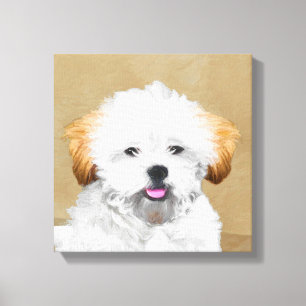 Lhasa Apso Puppy Painting - Cute Original Hund Art Canvastryck
