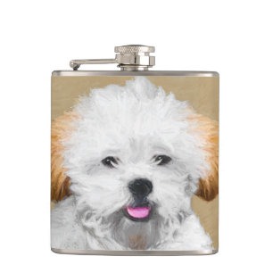 Lhasa Apso Puppy Painting - Cute Original Hund Art Fickplunta