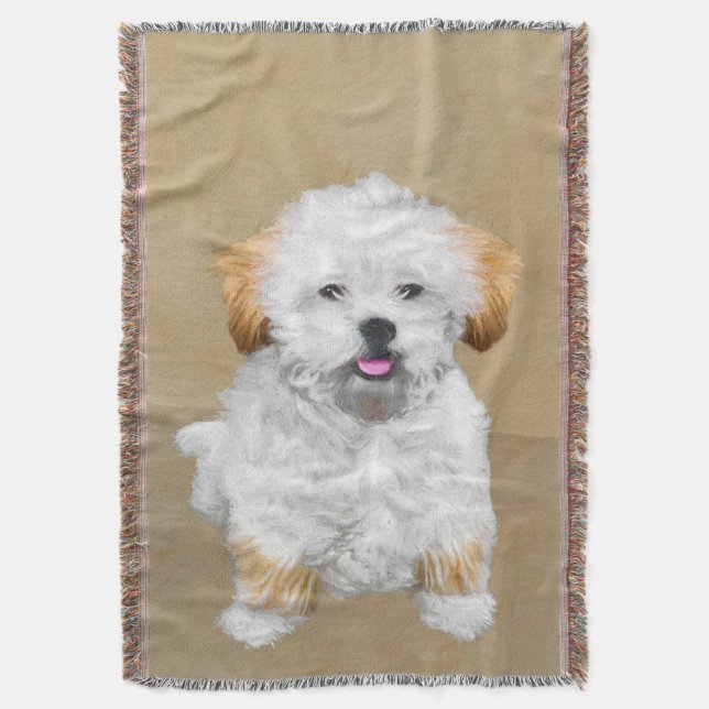 Lhasa Apso Puppy Painting - Cute Original Hund Art Filt (Framsidan Vertikal)