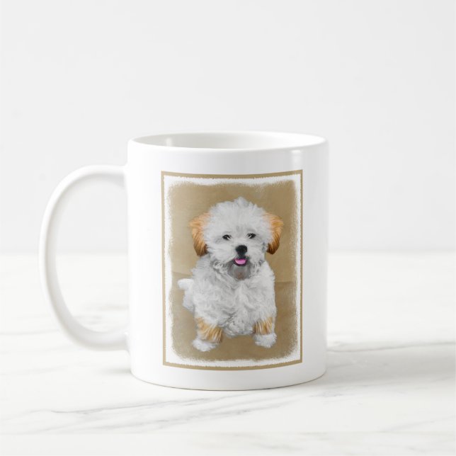 Lhasa Apso Puppy Painting - Cute Original Hund Art Kaffemugg (Vänster)