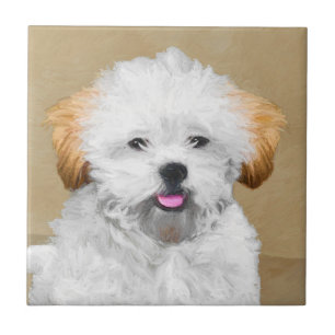 Lhasa Apso Puppy Painting - Cute Original Hund Art Kakelplatta