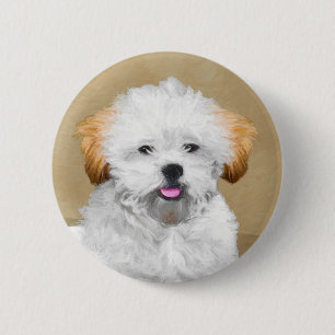 Lhasa Apso Puppy Painting - Cute Original Hund Art Knapp