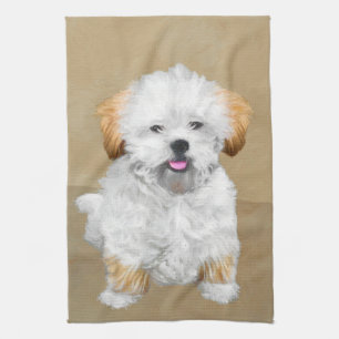 Lhasa Apso Puppy Painting - Cute Original Hund Art Kökshandduk