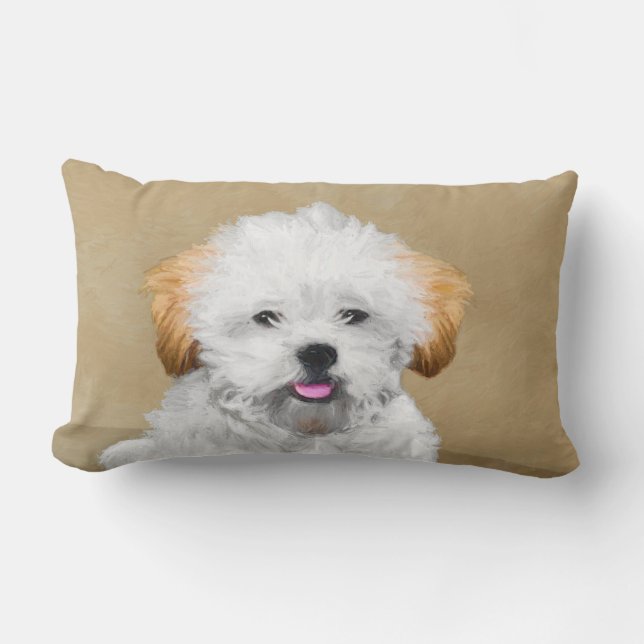 Lhasa Apso Puppy Painting - Cute Original Hund Art Lumbarkudde (Framsida)