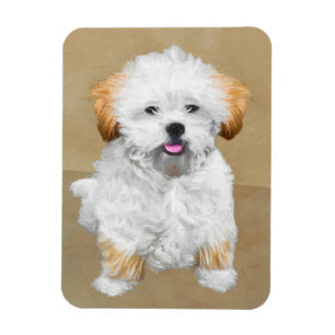 Lhasa Apso Puppy Painting - Cute Original Hund Art Magnet