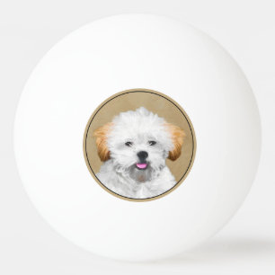 Lhasa Apso Puppy Painting - Cute Original Hund Art Pingisboll