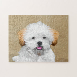 Lhasa Apso Puppy Painting - Cute Original Hund Art Pussel