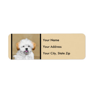 Lhasa Apso Puppy Painting - Cute Original Hund Art Returadress Etikett