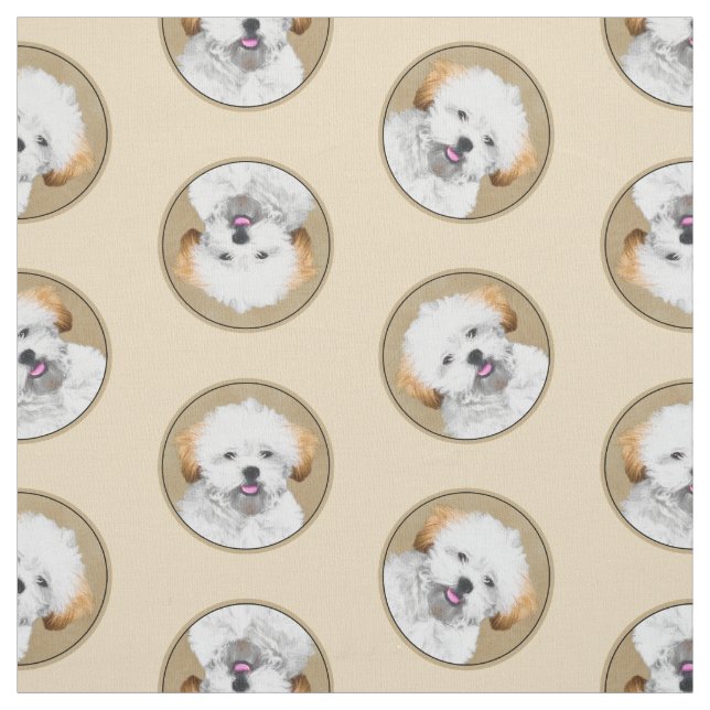 Lhasa Apso Puppy Painting Cute Original Hund Art Tyg (Provkarta)