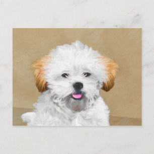 Lhasa Apso Puppy Painting - Cute Original Hund Art Vykort