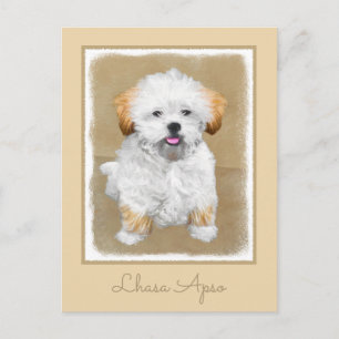 Lhasa Apso Puppy Painting - Cute Original Hund Art Vykort