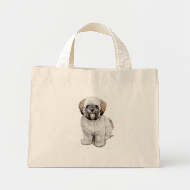 Lhasa apso Puppy-väska Mini Tygkasse (Framsidan)