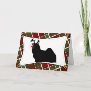 Lhasa Apso Reindeer Christmas Card Helgkort