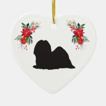 Lhasa Apso Silhouette med Namn Poinsettia