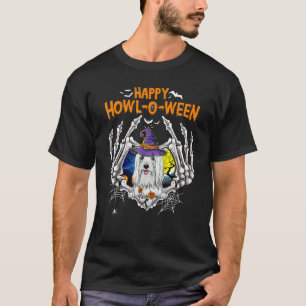 Lhasa Apso Skeleton Heart Lycklig Howl O Ween Cost T Shirt