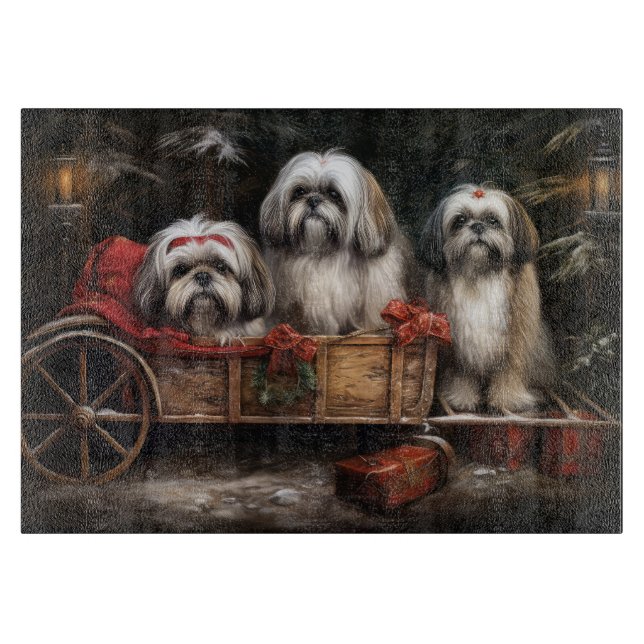 Lhasa Apso Snöig släde juldekoration (Framsidan)