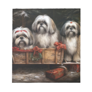 Lhasa Apso Snöig släde juldekoration Anteckningsblock