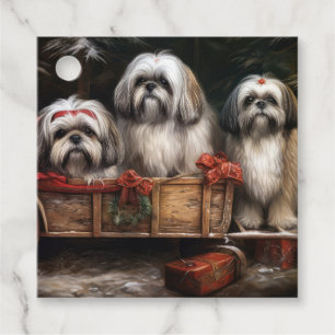 Lhasa Apso Snöig släde juldekoration Gåvor Etiketter