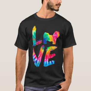Lhasa Apso Tie Dye Kärlek Hund Mamma Pappa T Shirt