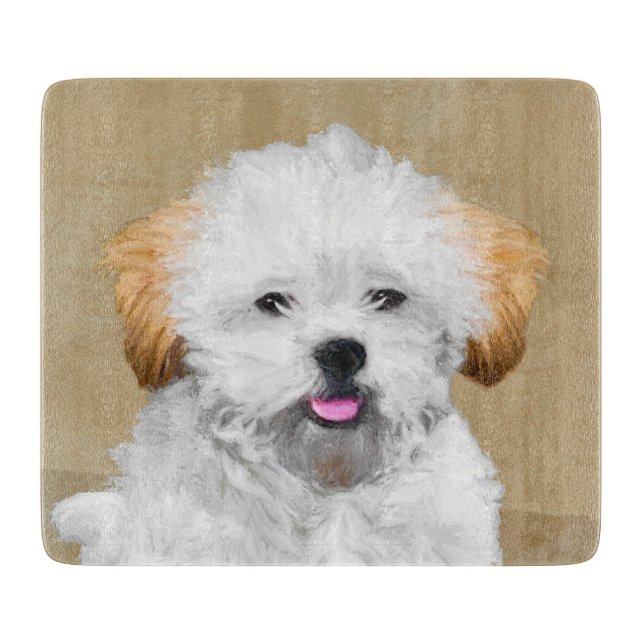 Lhasa Apso-valp-målning - Söt Original Hundkonst (Framsidan)