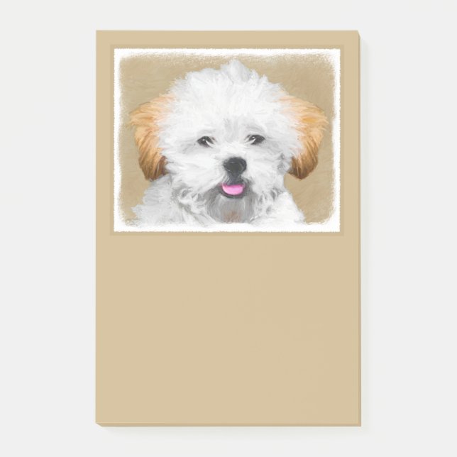 Lhasa Apso valpmålning - gullig original- Post-it Block (Framsida)