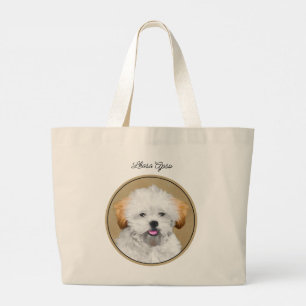 Lhasa Apso Valpmålning Söt Originell Hundkonst Jumbo Tygkasse