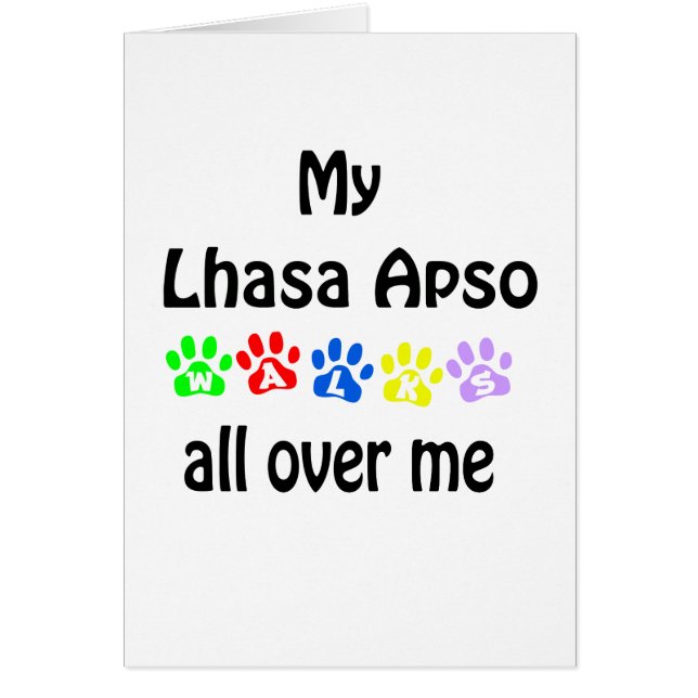 Lhasa Apso Walks Design Hälsningskort (Framsidan)