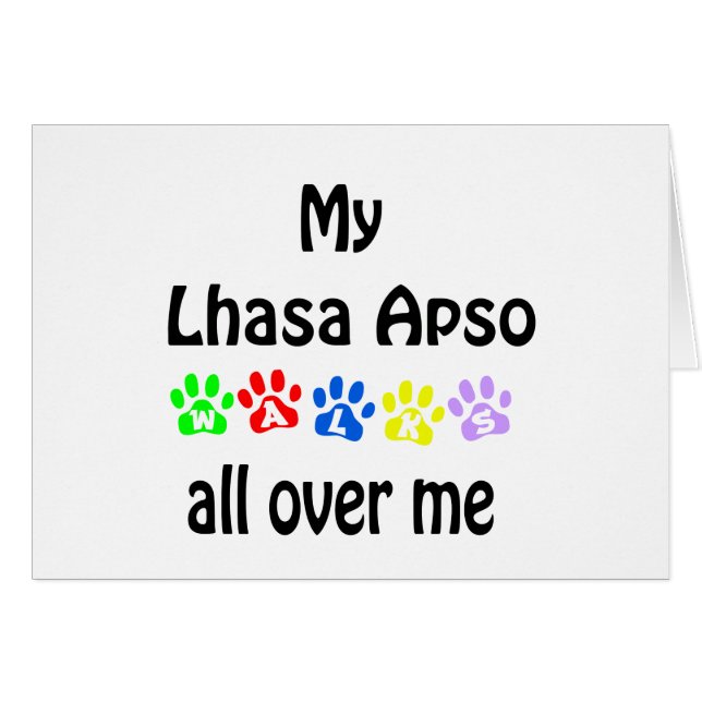 Lhasa Apso Walks Design Hälsningskort (Framsidan Horizontal)