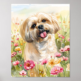 Lhasa Apso Watercolor Hund Poster väggutskrift