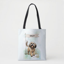 Lhasa Apso Watercolor Personalized Dog Tygkasse