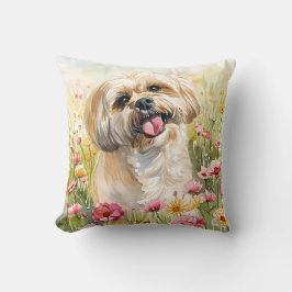 Lhasa Apso Watercolor Throw Pillow Kudde