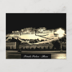Lhasa nattetid - Potala Palace, Castle, Tibet Vykort