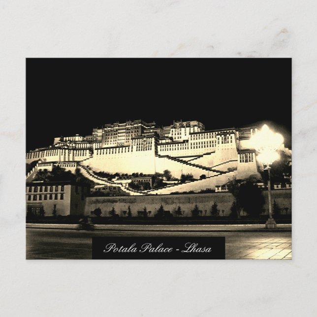 Lhasa nattetid - Potala Palace, Castle, Tibet Vykort (Framsida)