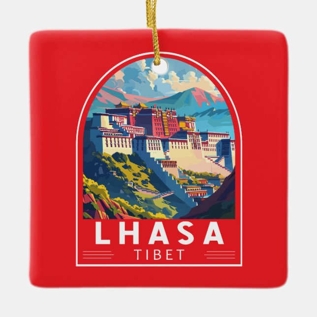 Lhasa Tibet Travel Art Vintage Julgransprydnad Keramik (Framsida)