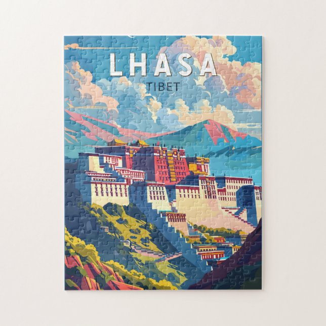 Lhasa Tibet Travel Art Vintage Pussel (Vertikal)