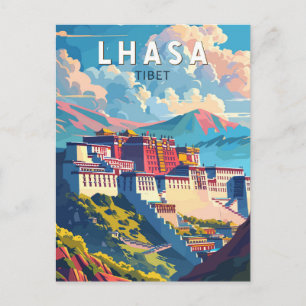 Lhasa Tibet Travel Art Vintage Vykort