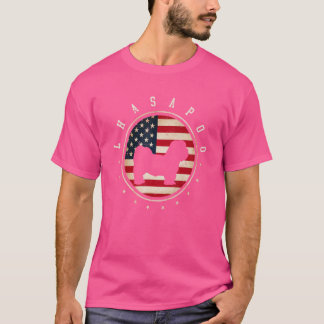 Lhasapoo USA flagga 4 juli Hund Pappa T Shirt