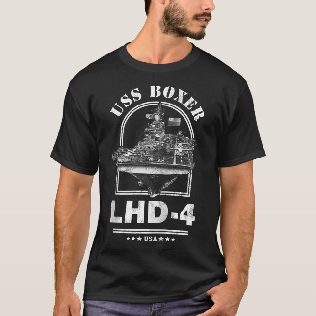 LHD-4 USS Boxer Zip Hoodie T Shirt (Framsida)