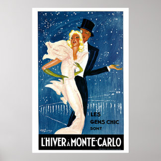 L'Hiver a Monte-Carlo Vintage resor annons Poster