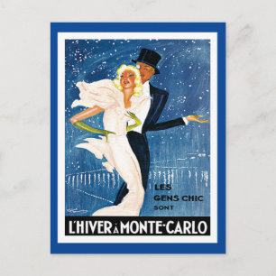 L'Hiver Monte Carlo Monaco Vintage resor Vykort