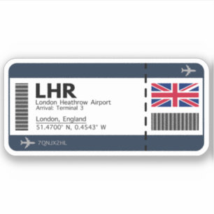LHR London Boarding Pass - London Biljett Klistermärken