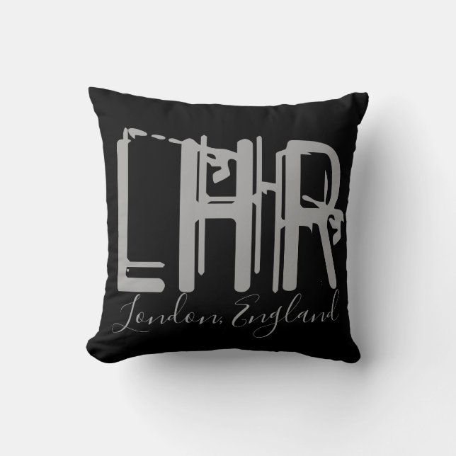 LHR London Heathrow Airport Grunge-typografi Kudde (Framsida)