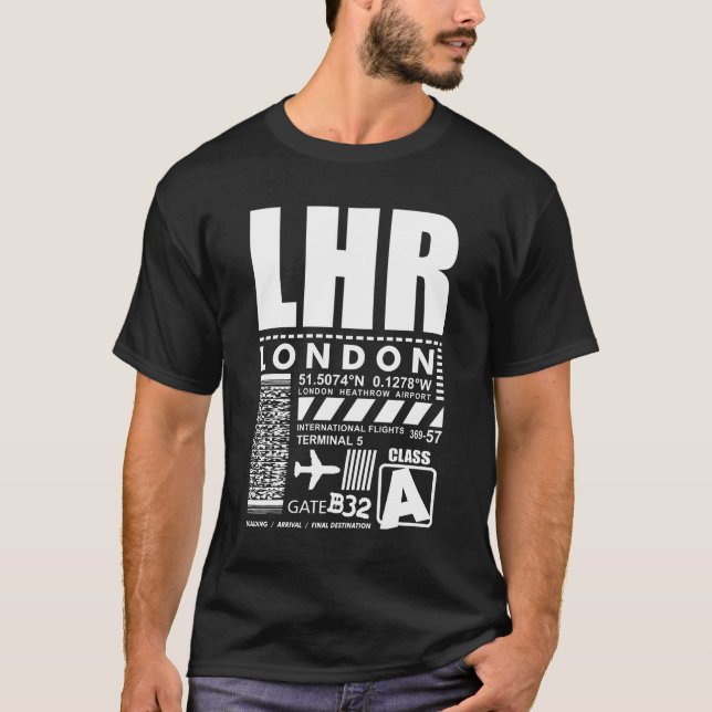 LHR London Heathrow Airport T Shirt (Framsida)